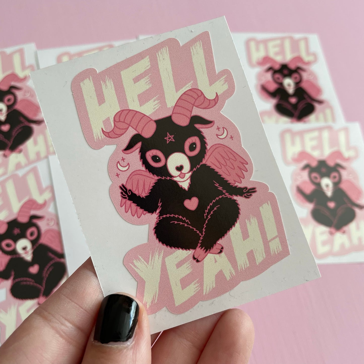 Cute Baphomet Hell Yeah Spooky Vinyl Sticker