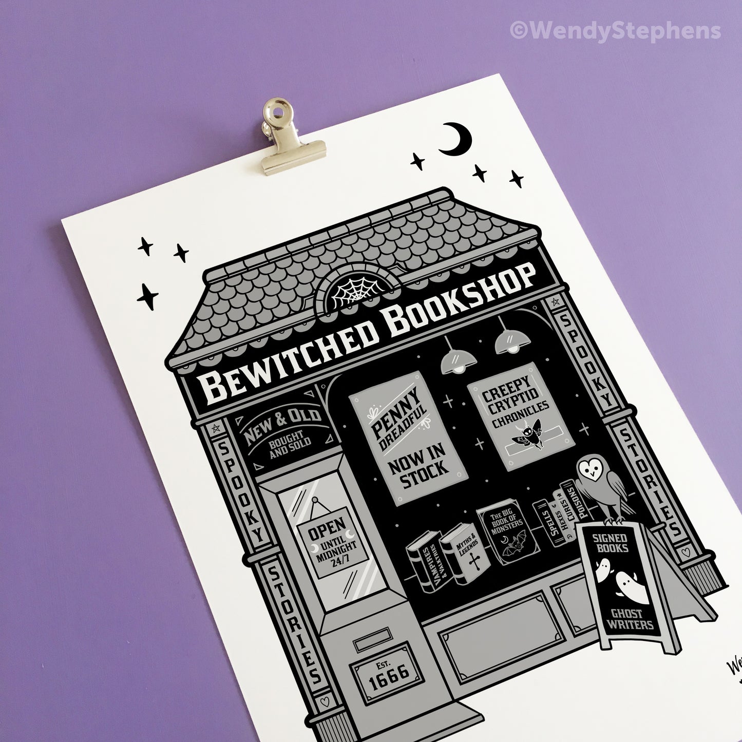 Bewitched Bookshop Witch Art Print