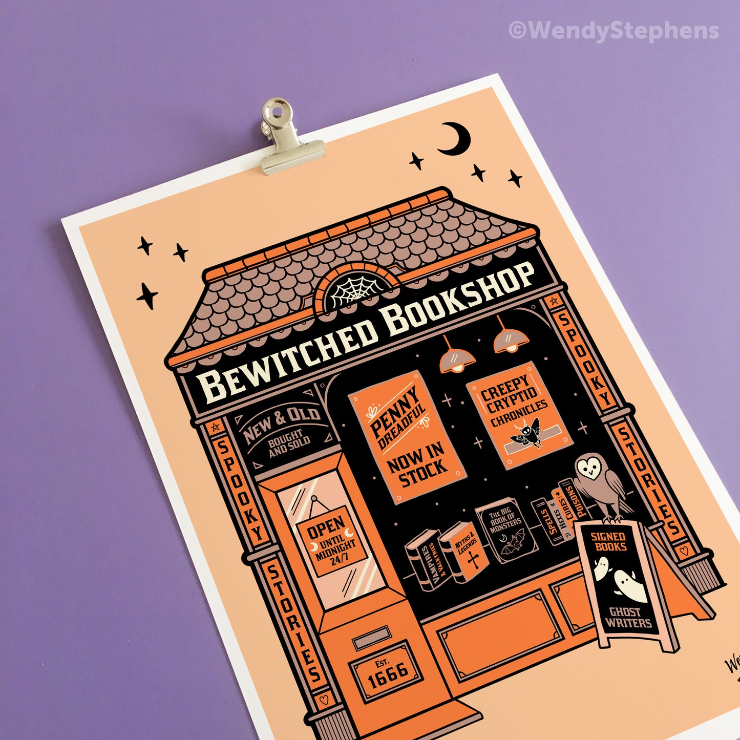 Bewitched Bookshop Witch Art Print