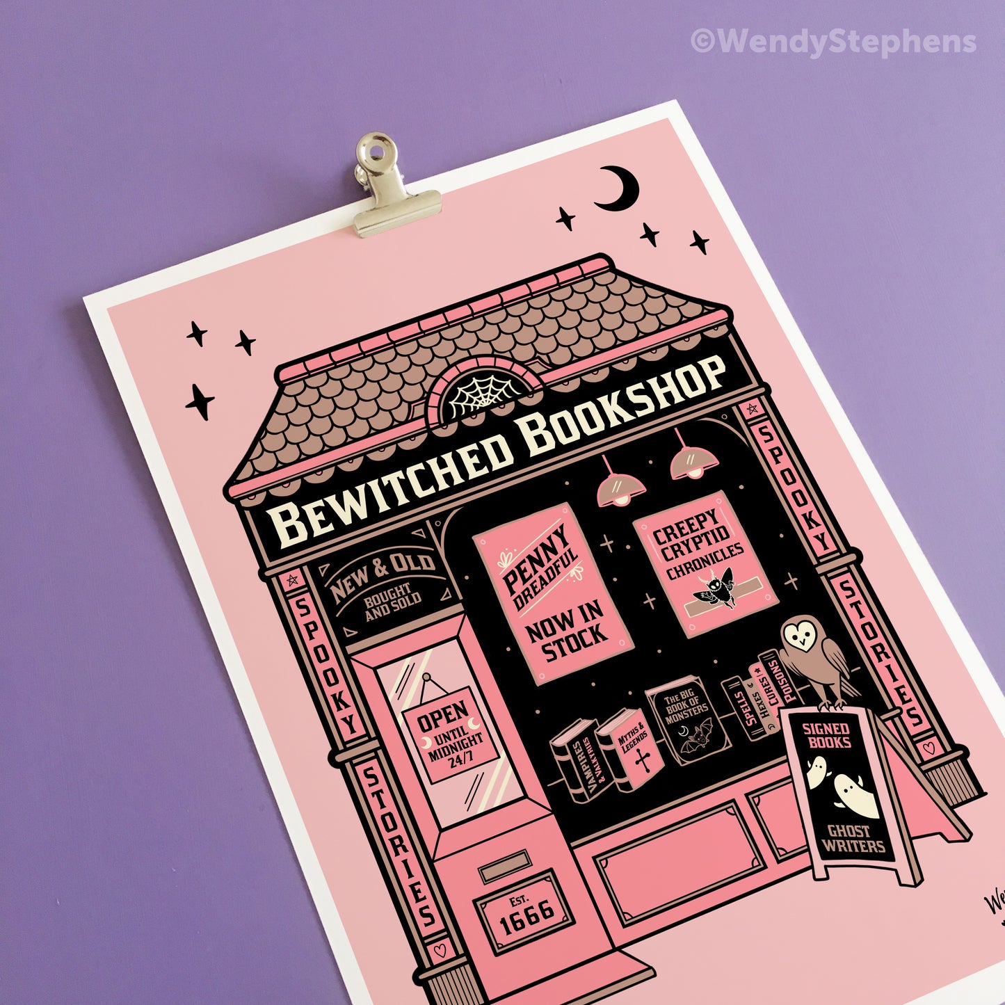 Bewitched Bookshop Witch Art Print