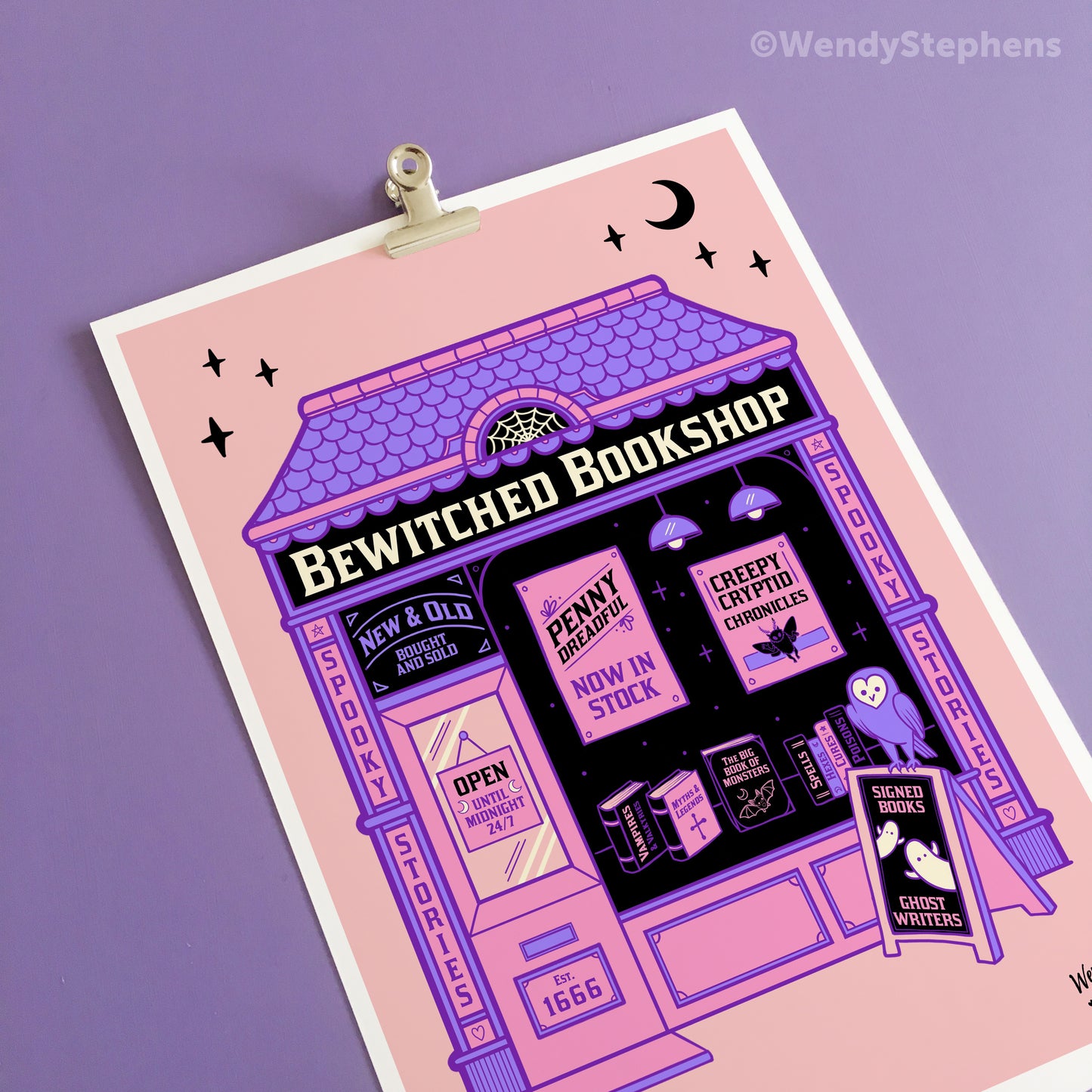 Bewitched Bookshop Witch Art Print