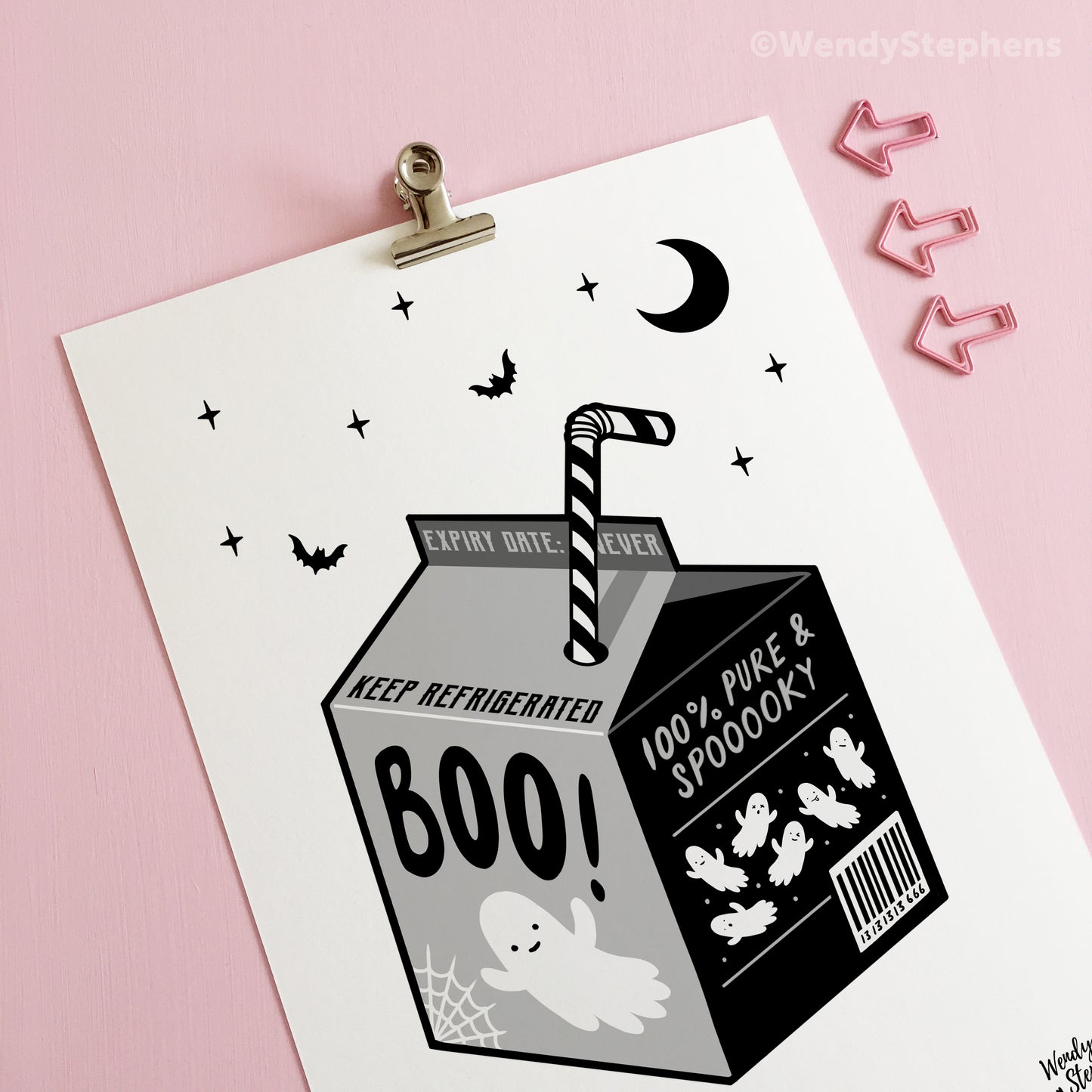 Ghost Milk Carton Spooky Art Print