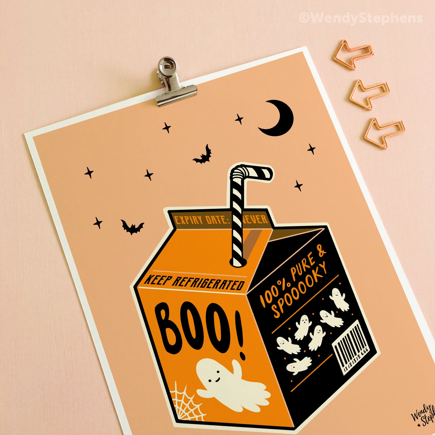 Ghost Milk Carton Spooky Art Print