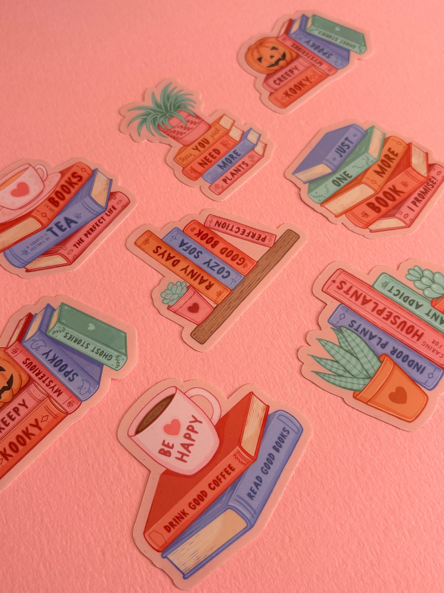 Stack of Books Sticker, Bookish Stickers, Book Lover Stickers for Spooky Readers