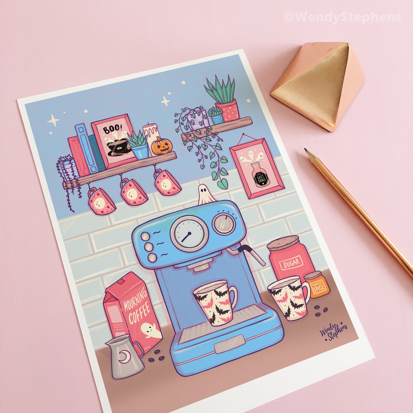 Spooky Coffee Shop Bar Station Art Print
