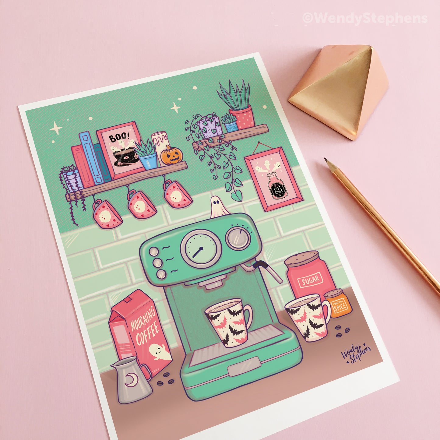 Spooky Coffee Shop Bar Station Art Print