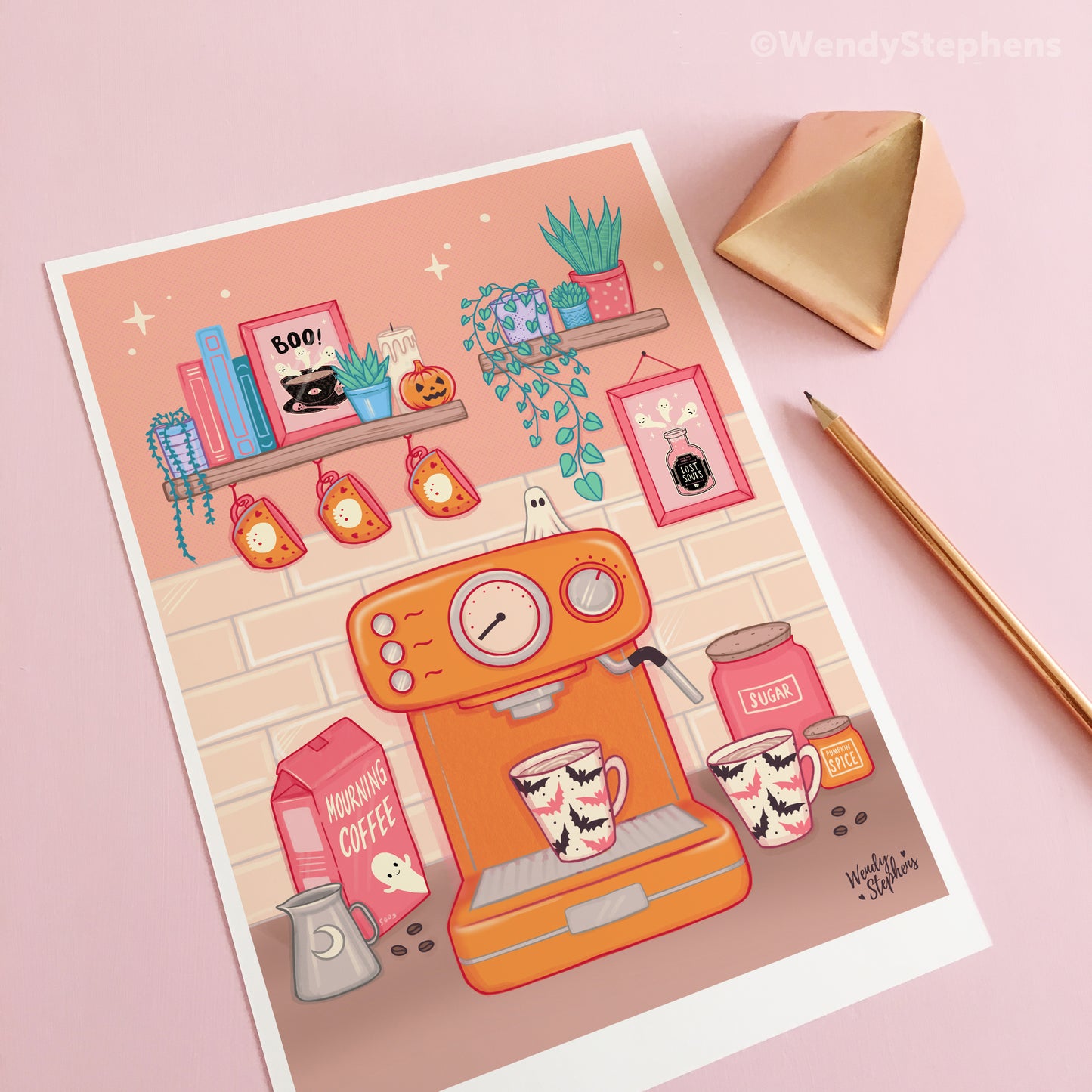 Spooky Coffee Shop Bar Station Art Print