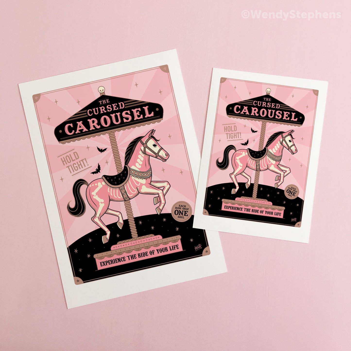 Cursed Carousel Horse Art Print