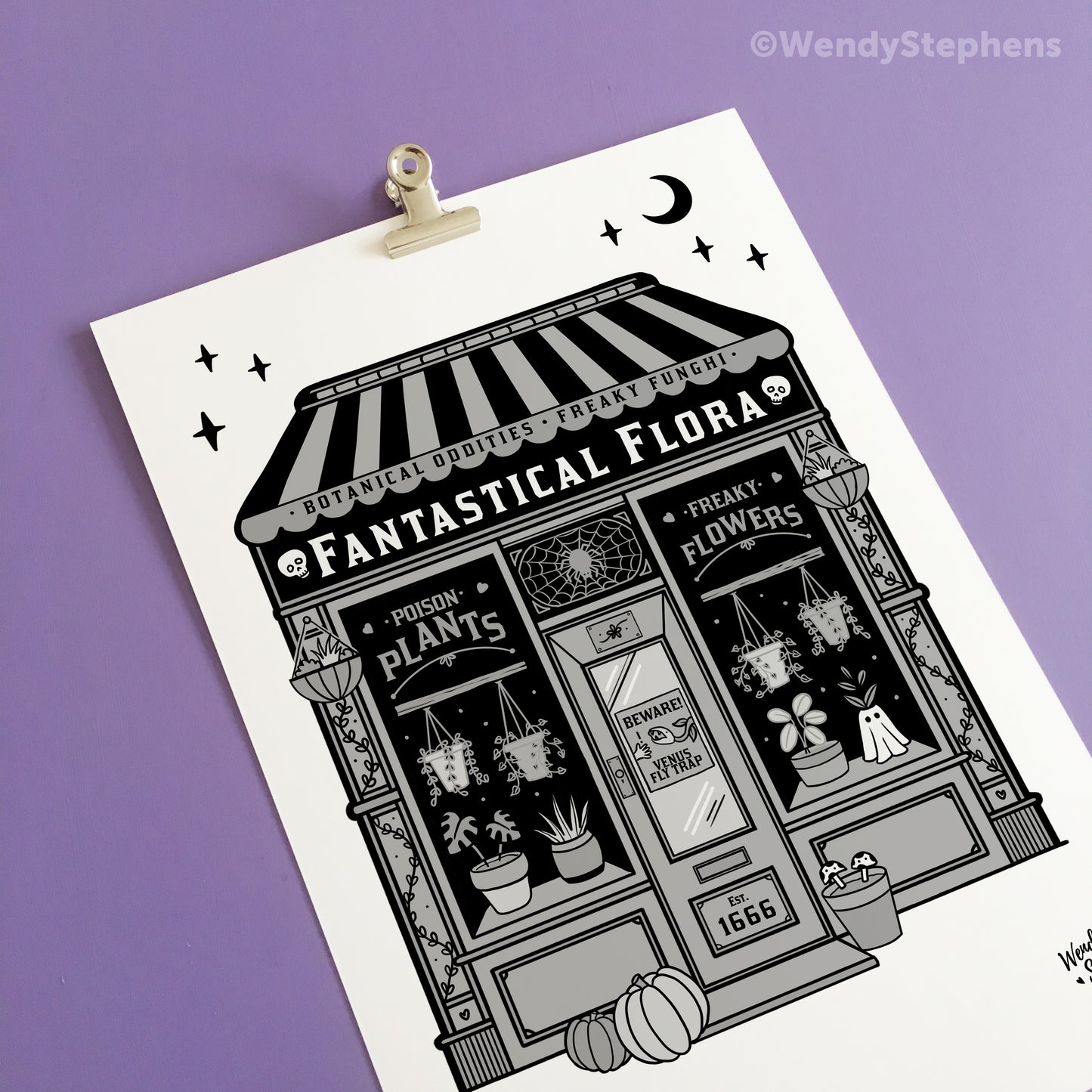 Fantastical Flora Plant Shop Witch Art Print