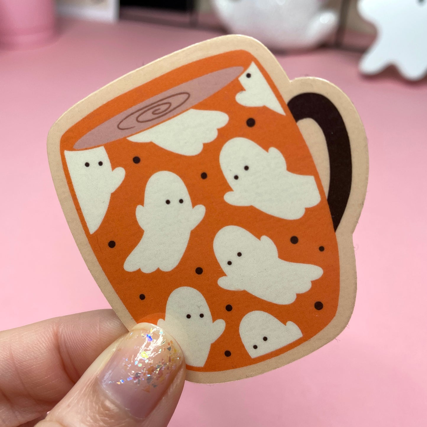 Spooky Coffee Mugs Stickers: Skull, Ghost, Stay Spooky Vinyl Sticker