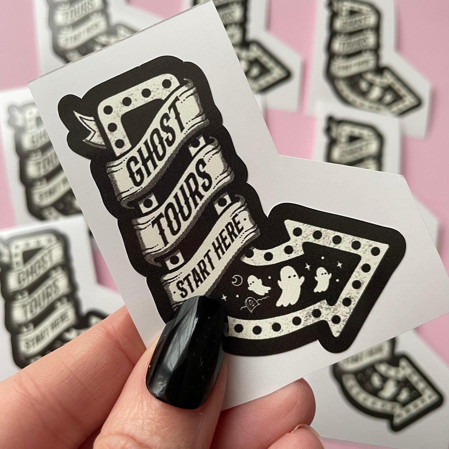 Ghost Tours Start Here Vinyl Sticker, Cute Ghost Stickers