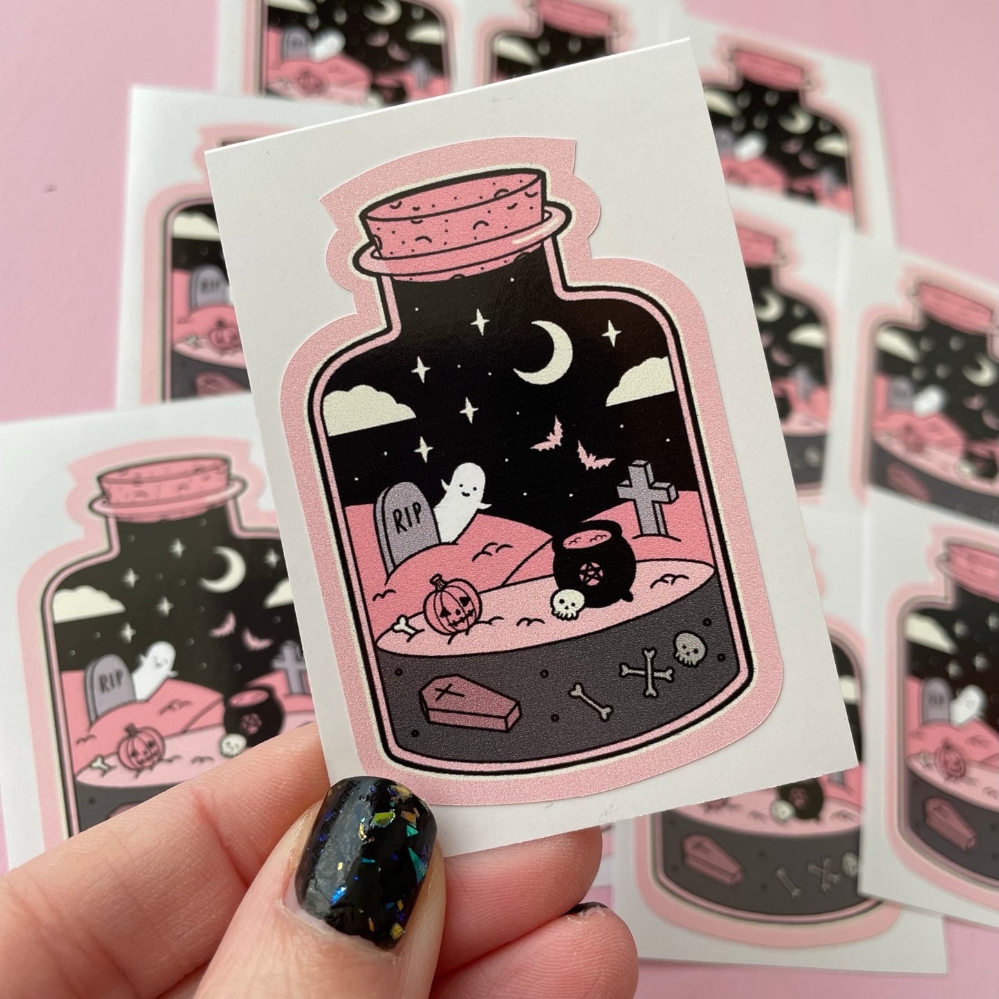 Graveyard Terrarium Spooky Vinyl Sticker
