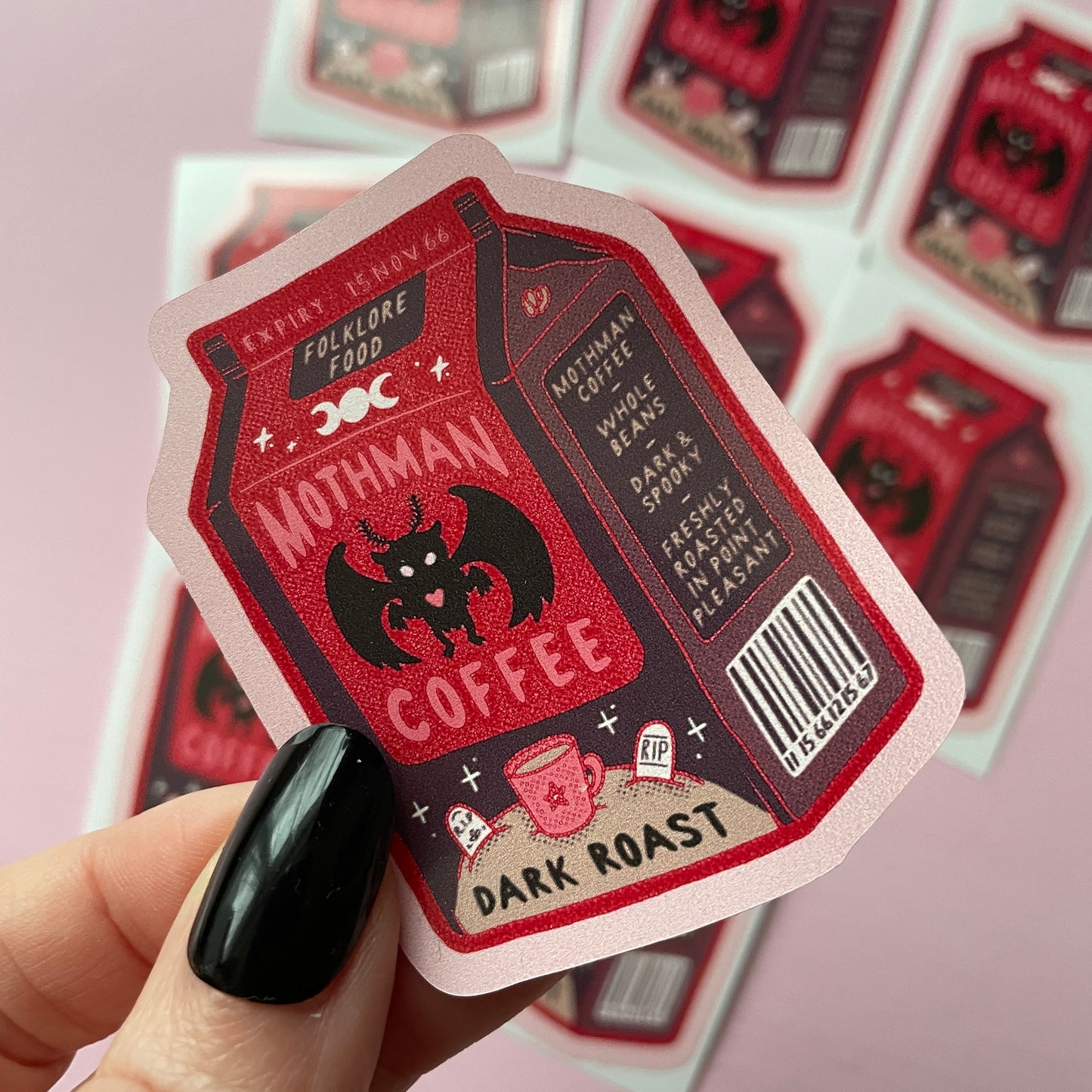 Mothman Coffee Cryptid Vinyl Sticker