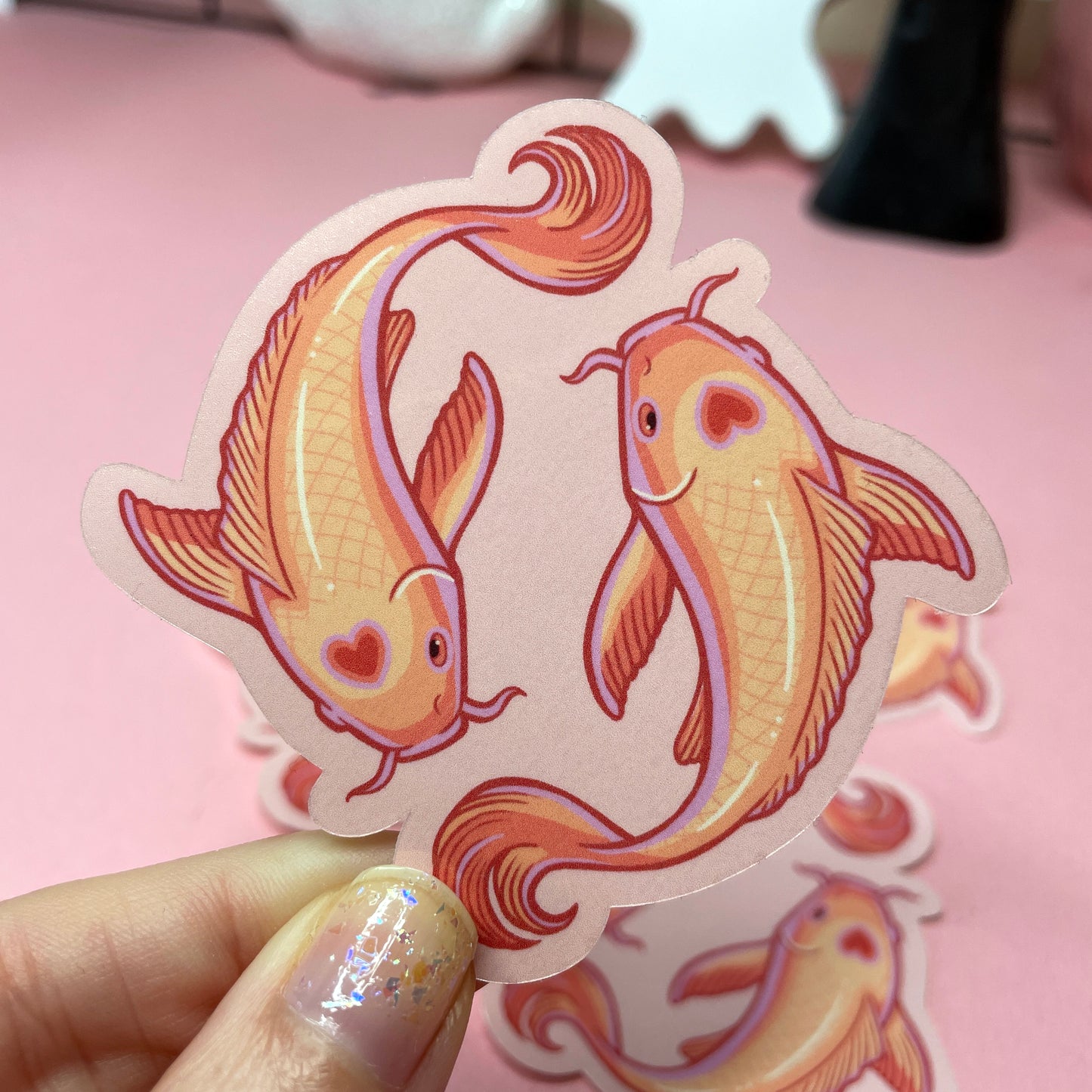 Cute Pink Ghost Koi Fish Spooky Vinyl Sticker