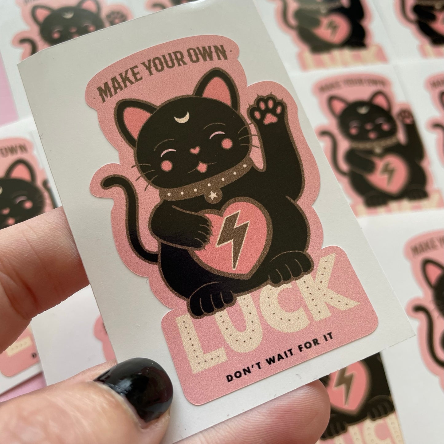 Lucky Fortune Cat Spooky Vinyl Sticker