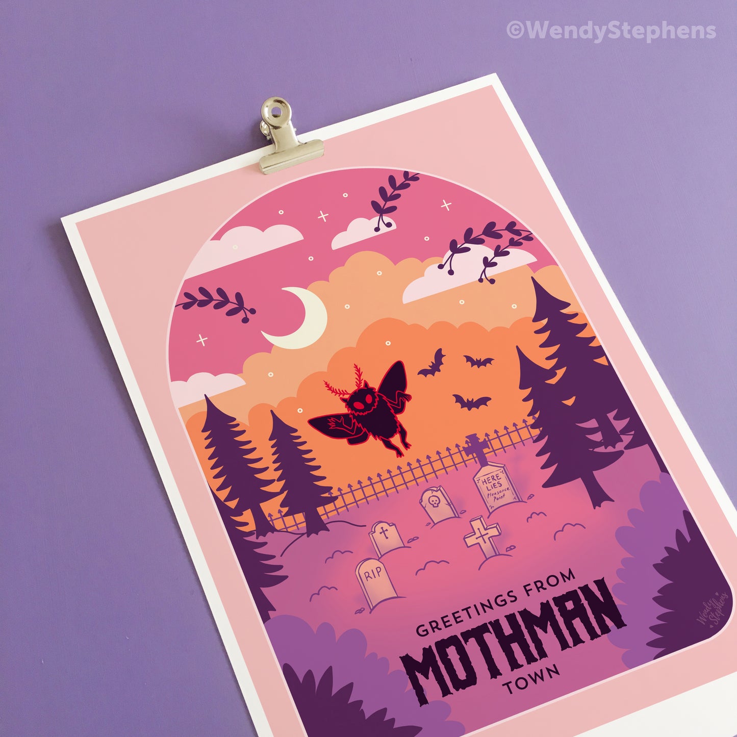 Mothman Cryptid Travel Poster Art Print