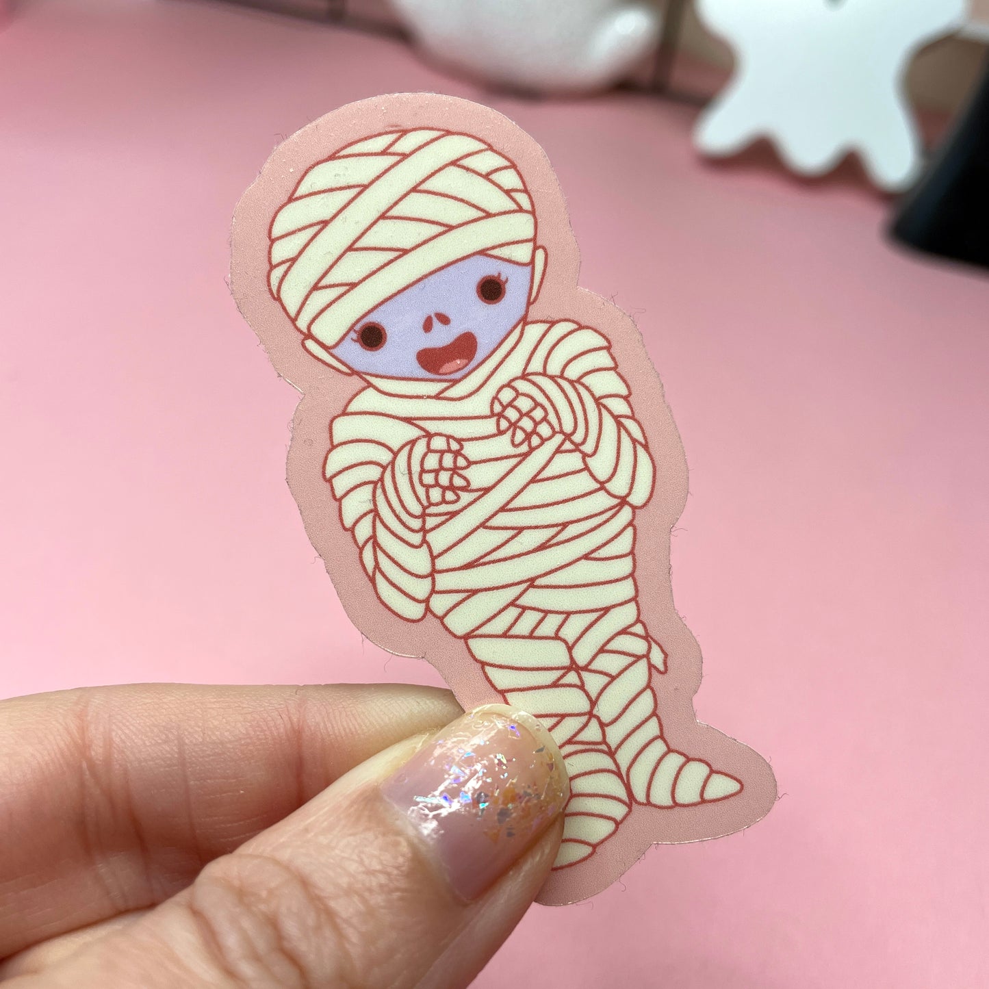 Spooky Monster Stickers: Mummy, Witch, Plague Doctor Vinyl Sticker