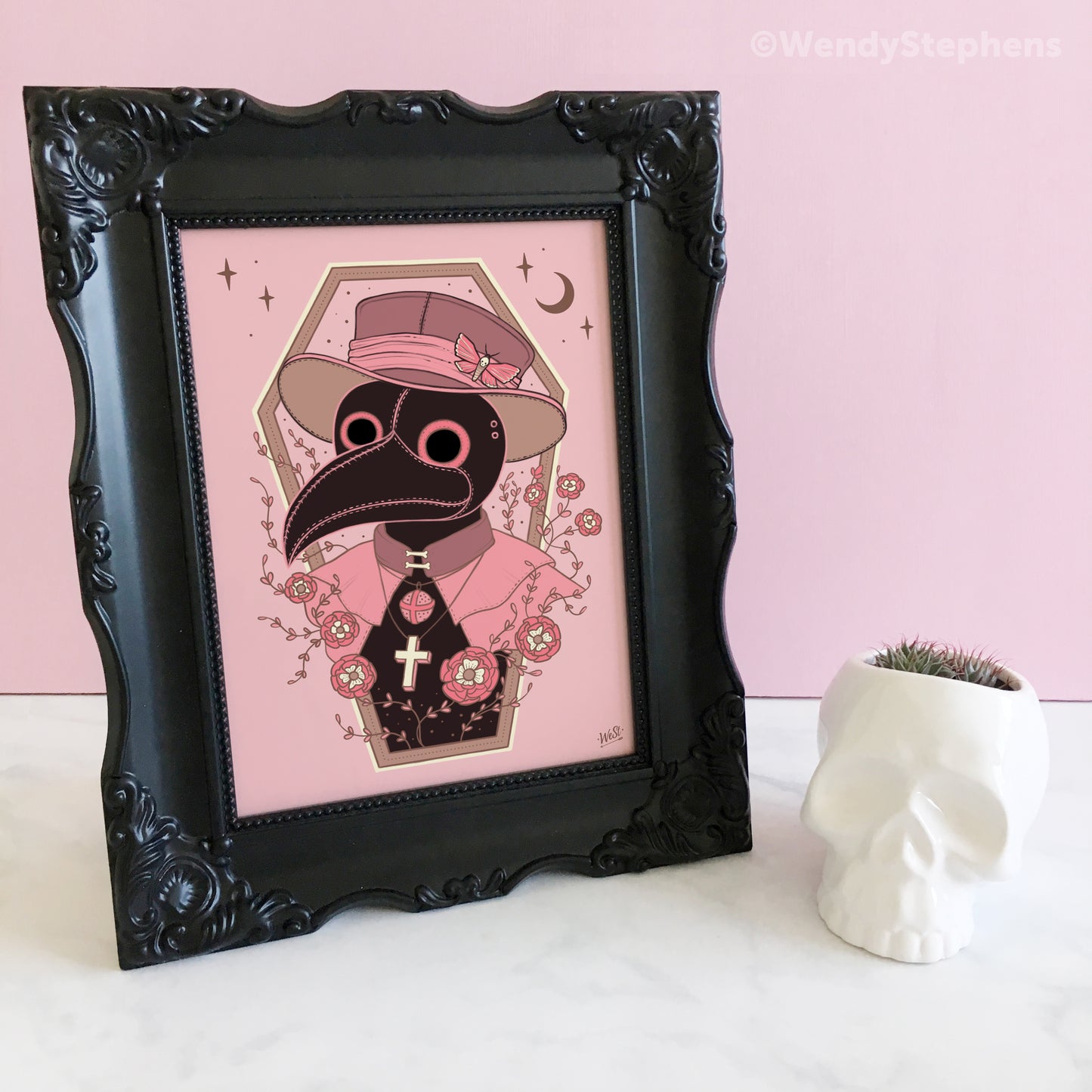 Plague Doctor Pink Gothic Art Print