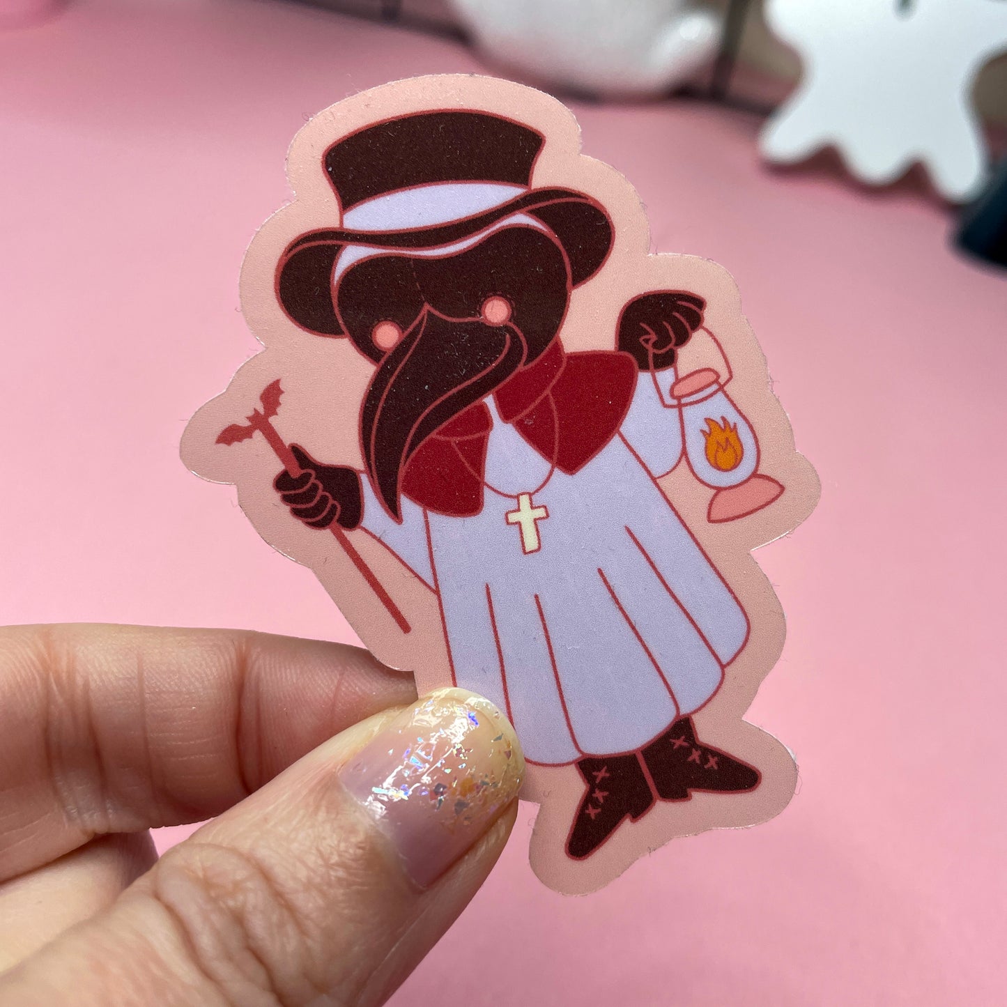 Spooky Monster Stickers: Mummy, Witch, Plague Doctor Vinyl Sticker