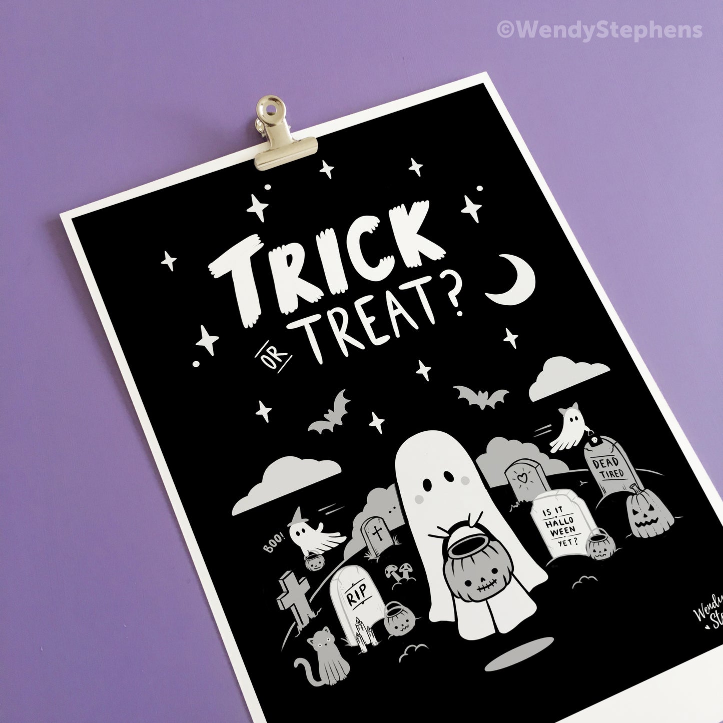 Trick or Treat Cute Ghost Art Print