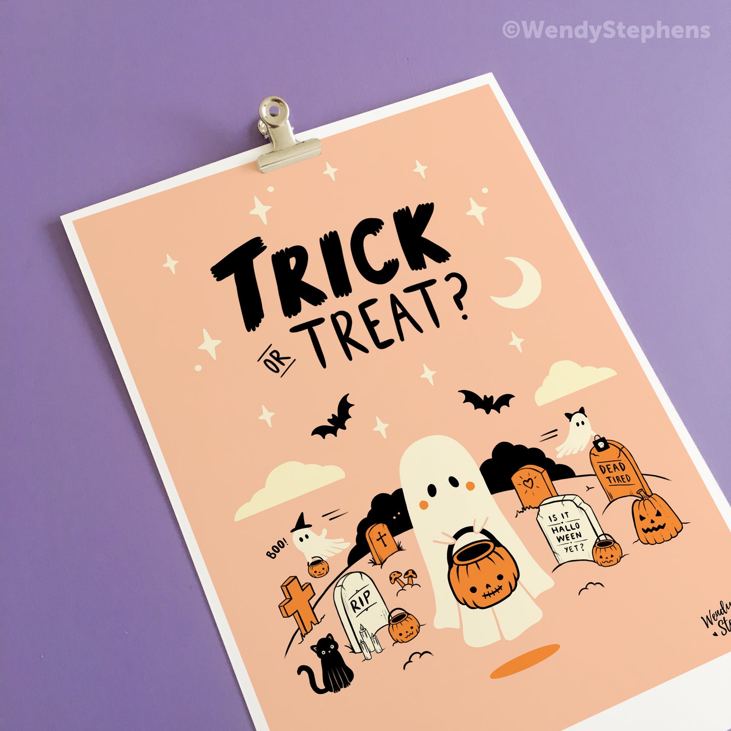Trick or Treat Cute Ghost Art Print