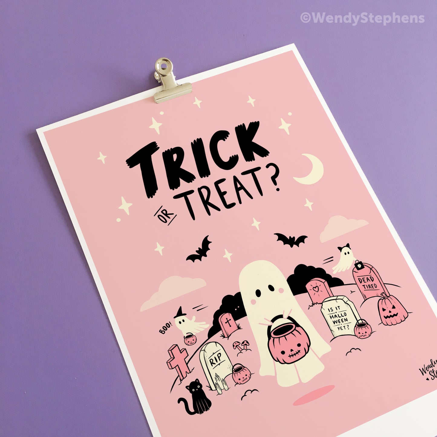 Trick or Treat Cute Ghost Art Print