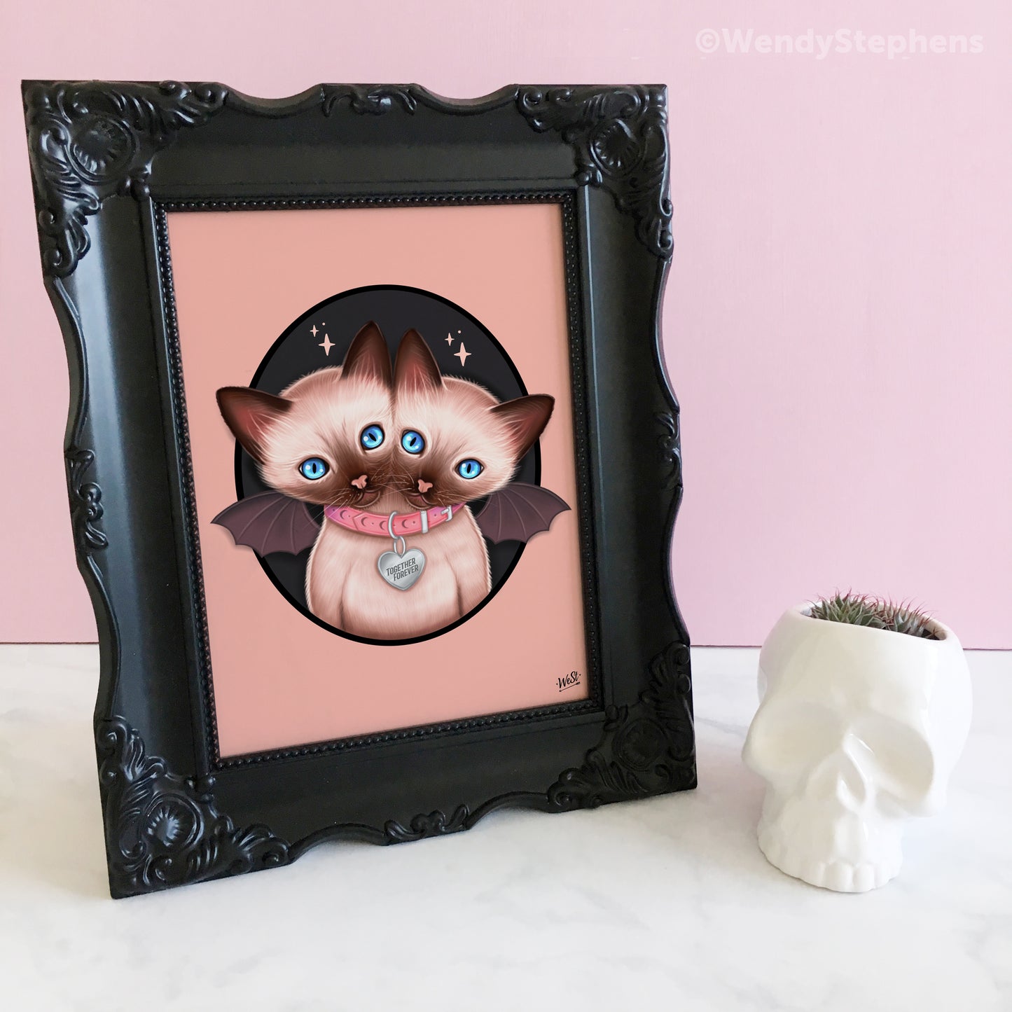 Two Headed Siamese Cat Art Print
