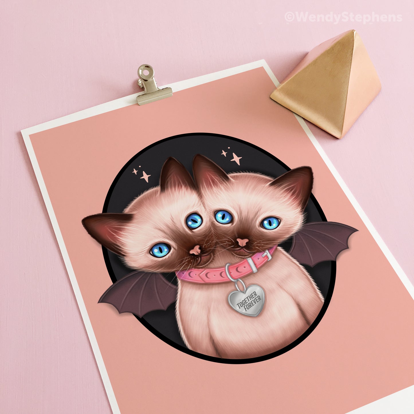 Two Headed Siamese Cat Art Print