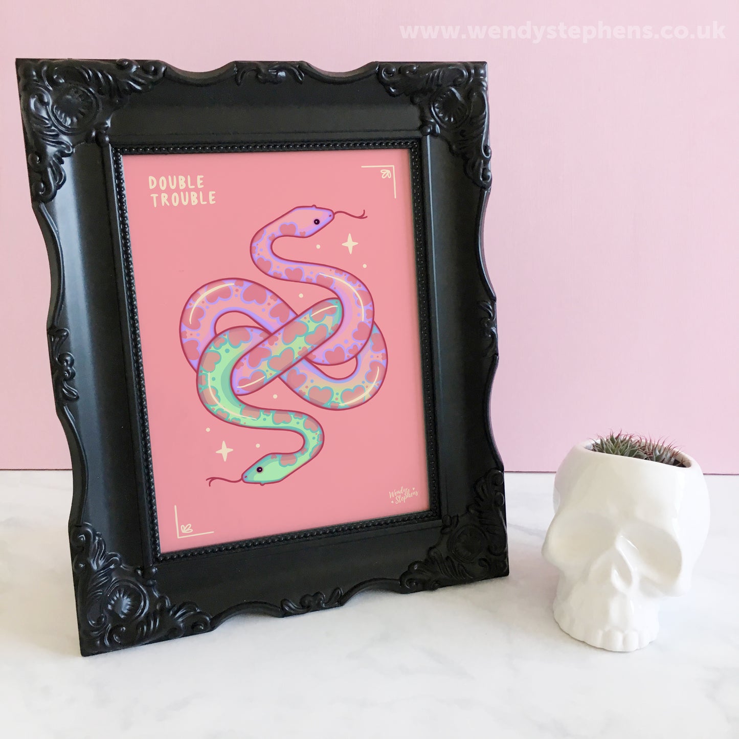 Two Headed Snake Spooky Gothic Art Print