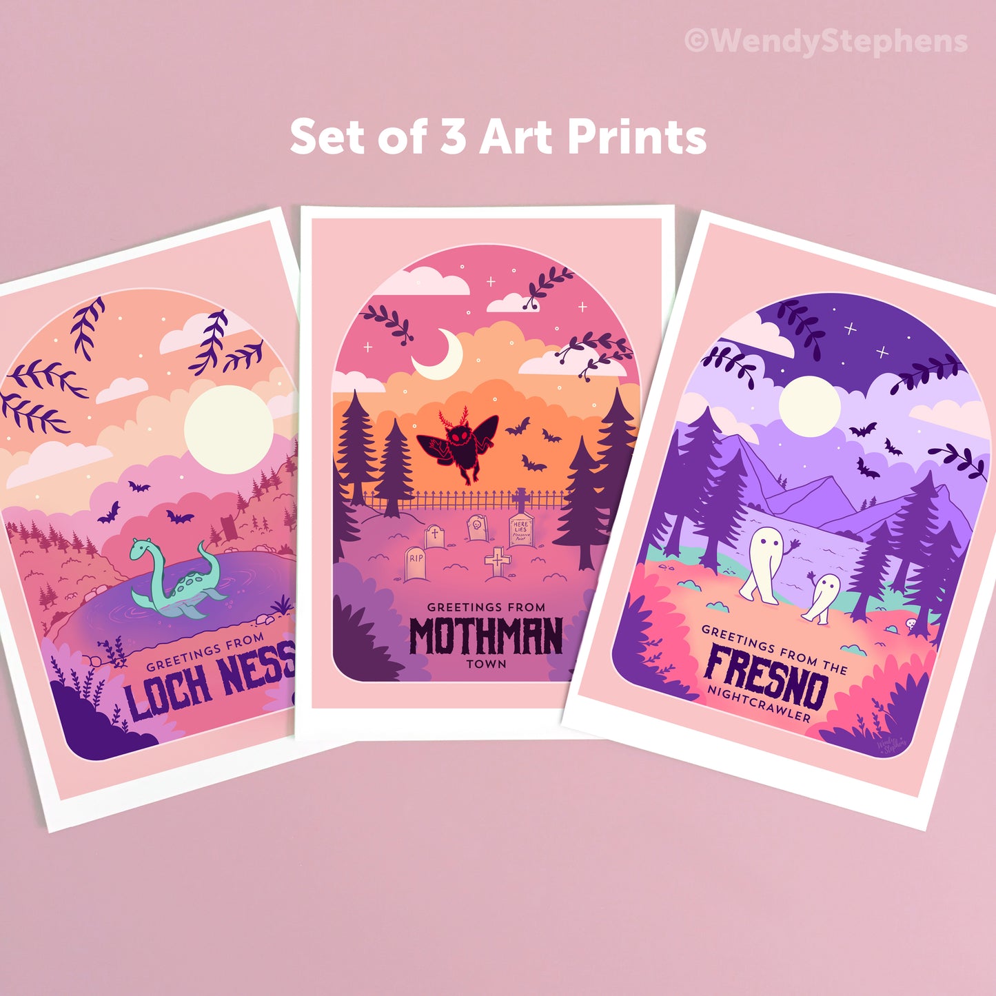 Mothman Cryptid Travel Poster Art Print