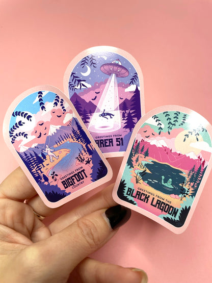 Area 51 Cryptid Travel Poster Vinyl Sticker