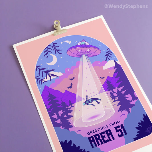 Area 51 Cryptid Travel Poster Art Print