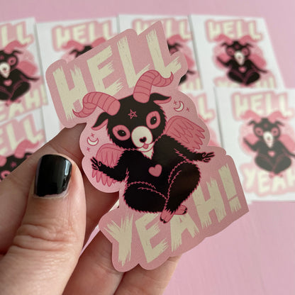 Cute Baphomet Hell Yeah Spooky Vinyl Sticker
