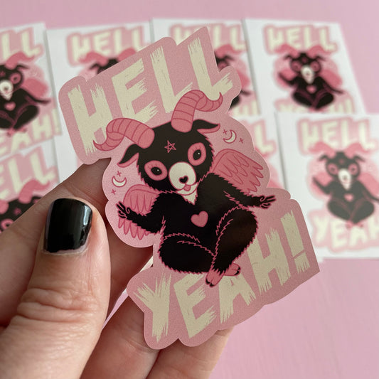 Cute Baphomet Hell Yeah Spooky Vinyl Sticker