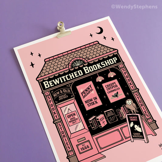 Bewitched Bookshop Witch Art Print