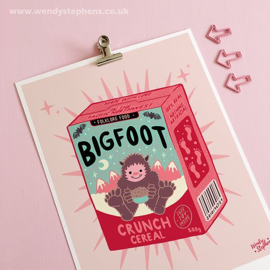 Bigfoot Cereal Cryptid Art Print