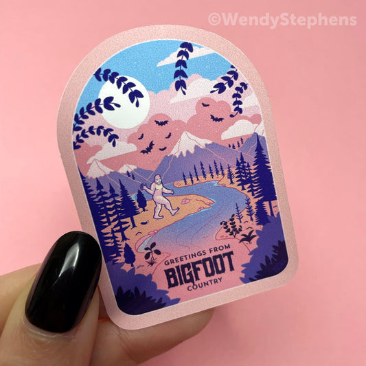 Bigfoot Cryptid Travel Poster Vinyl Sticker