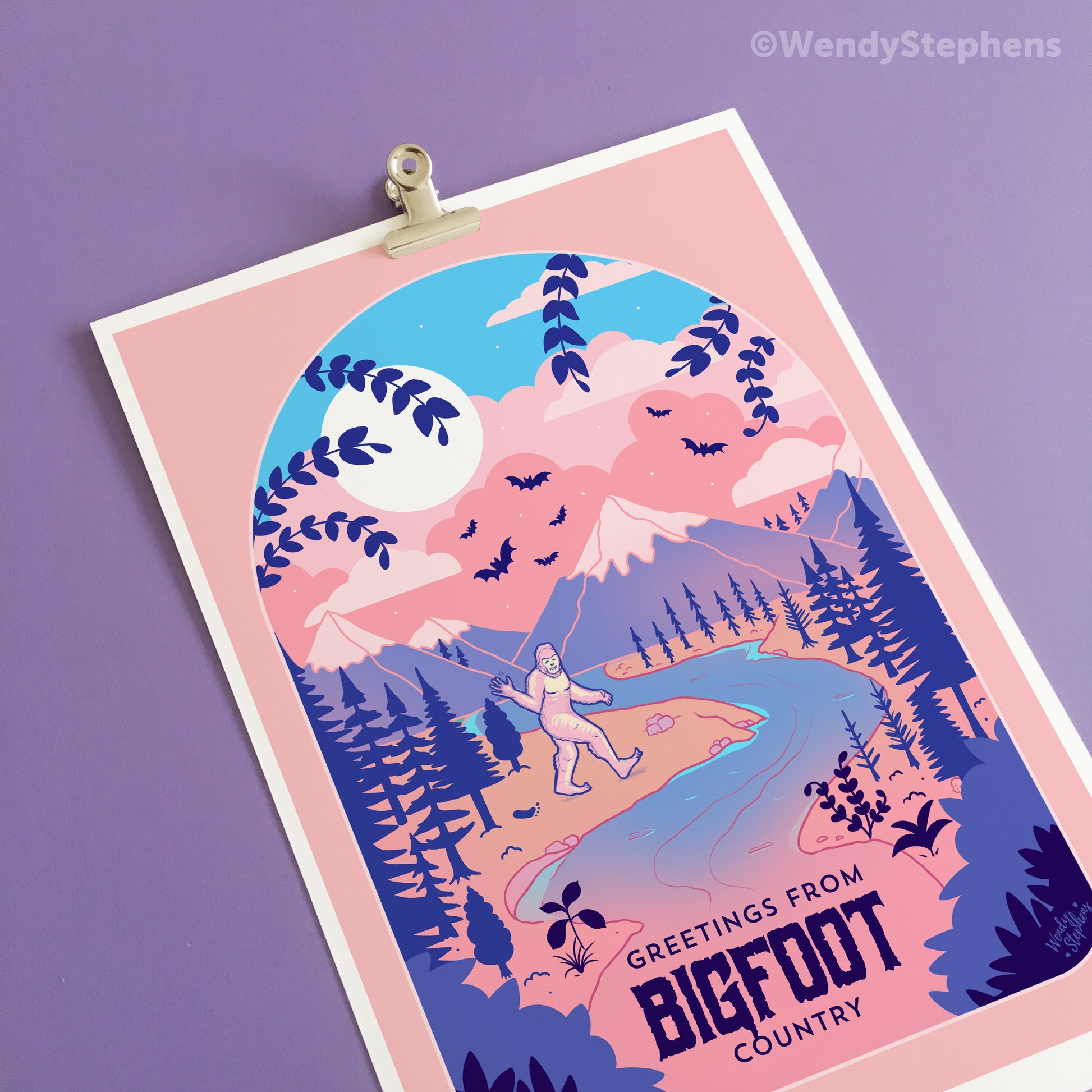 Bigfoot Cryptid Travel Poster Art Print
