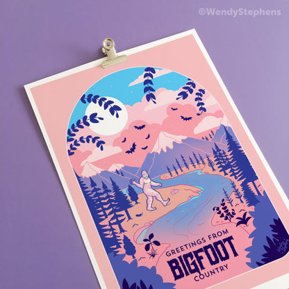 Bigfoot Cryptid Travel Poster Art Print