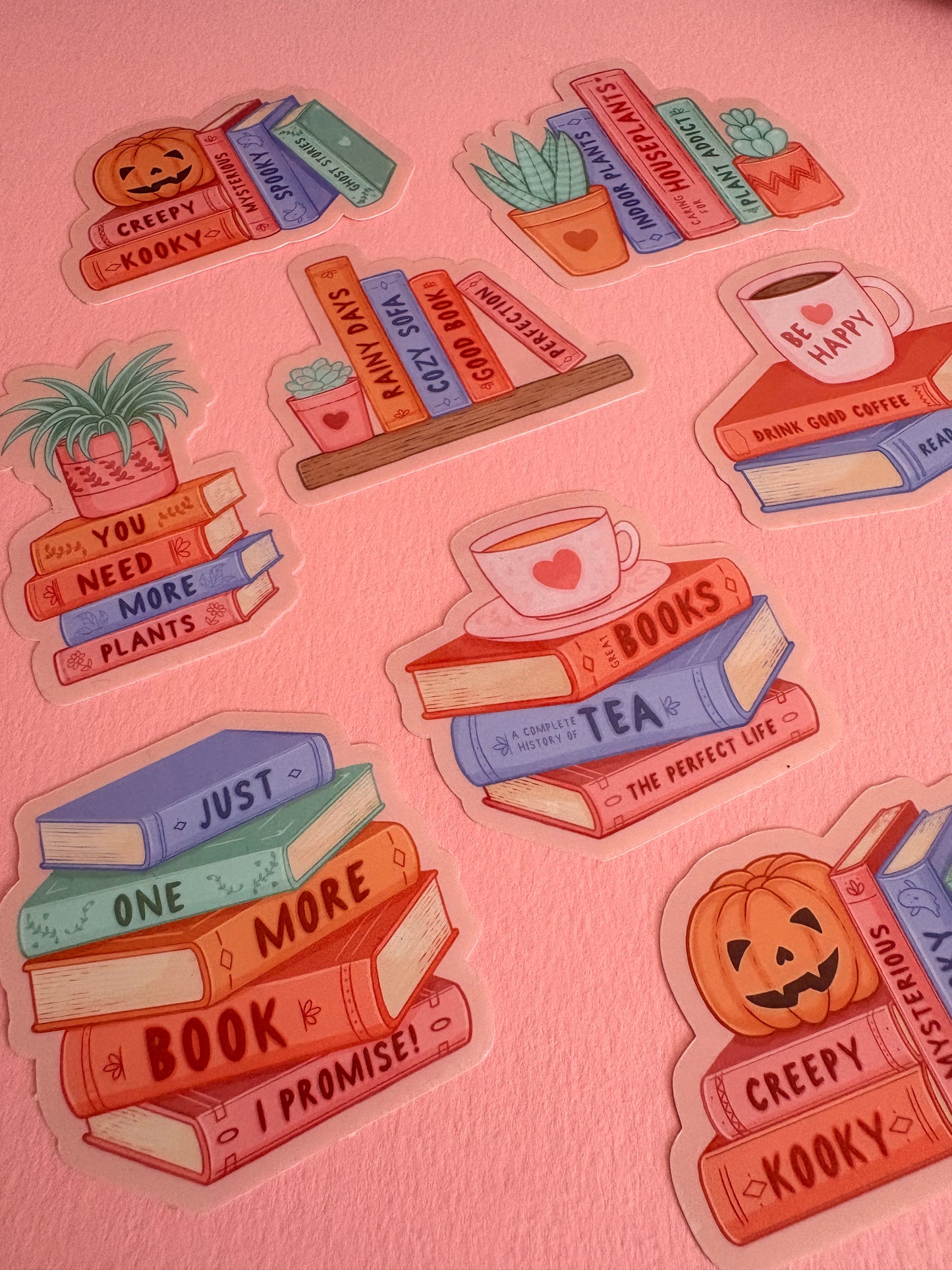 Stack of Books Sticker, Bookish Stickers, Book Lover Stickers for Spooky Readers