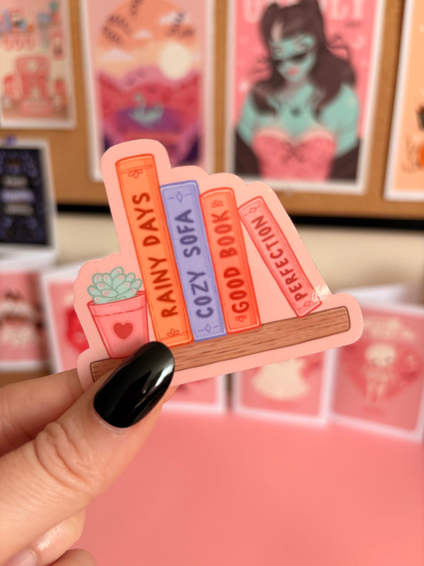 Cozy Bookshelf Sticker, Bookish Stickers, Book Lover Stickers for Spooky Readers