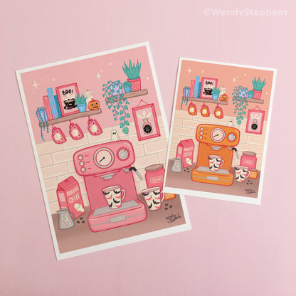 Spooky Coffee Shop Bar Station Art Print