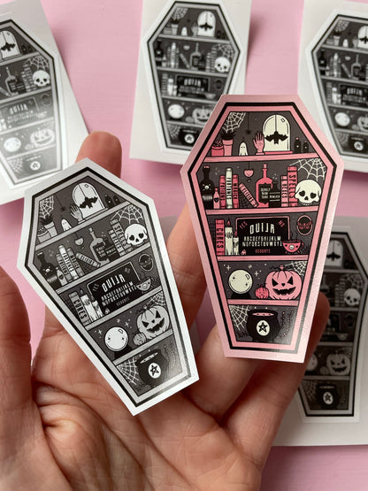 Coffin Shelf Pink Spooky Vinyl Sticker