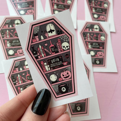 Coffin Shelf Pink Spooky Vinyl Sticker