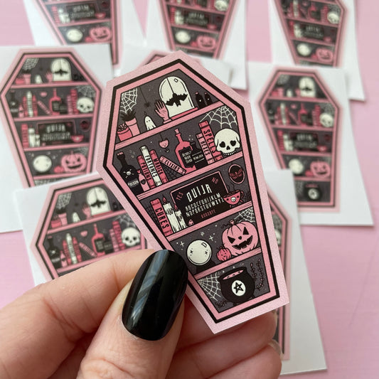 Coffin Shelf Pink Spooky Vinyl Sticker