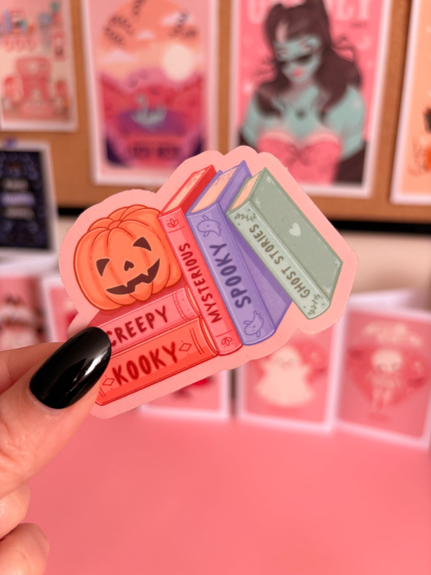 Creepy Kooky Books & Pumpkin Bookshelf Sticker, Bookish Reading Stickers, Book Lover Stickers