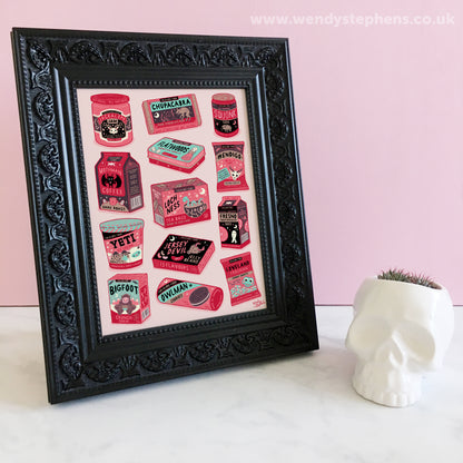 Folklore Food Cryptids Gothic Art Print