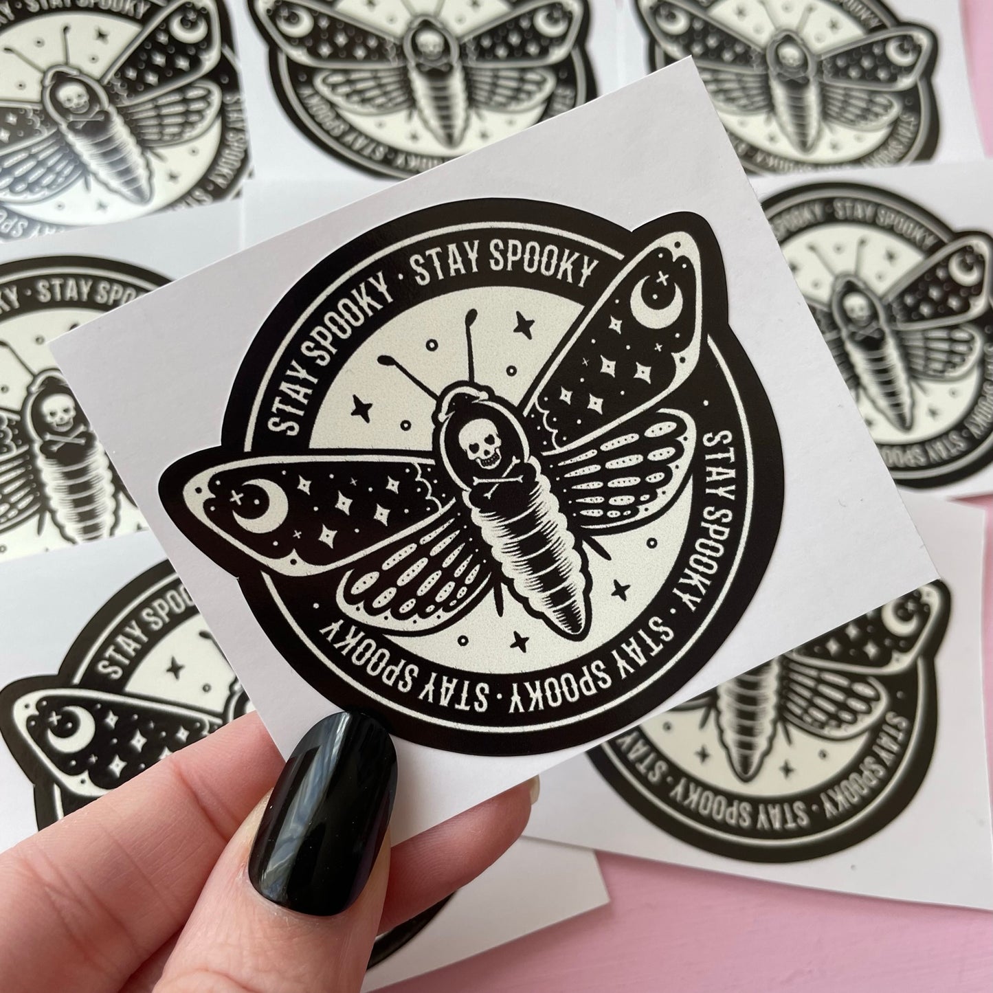 Death Head Moth Spooky Vinyl Sticker