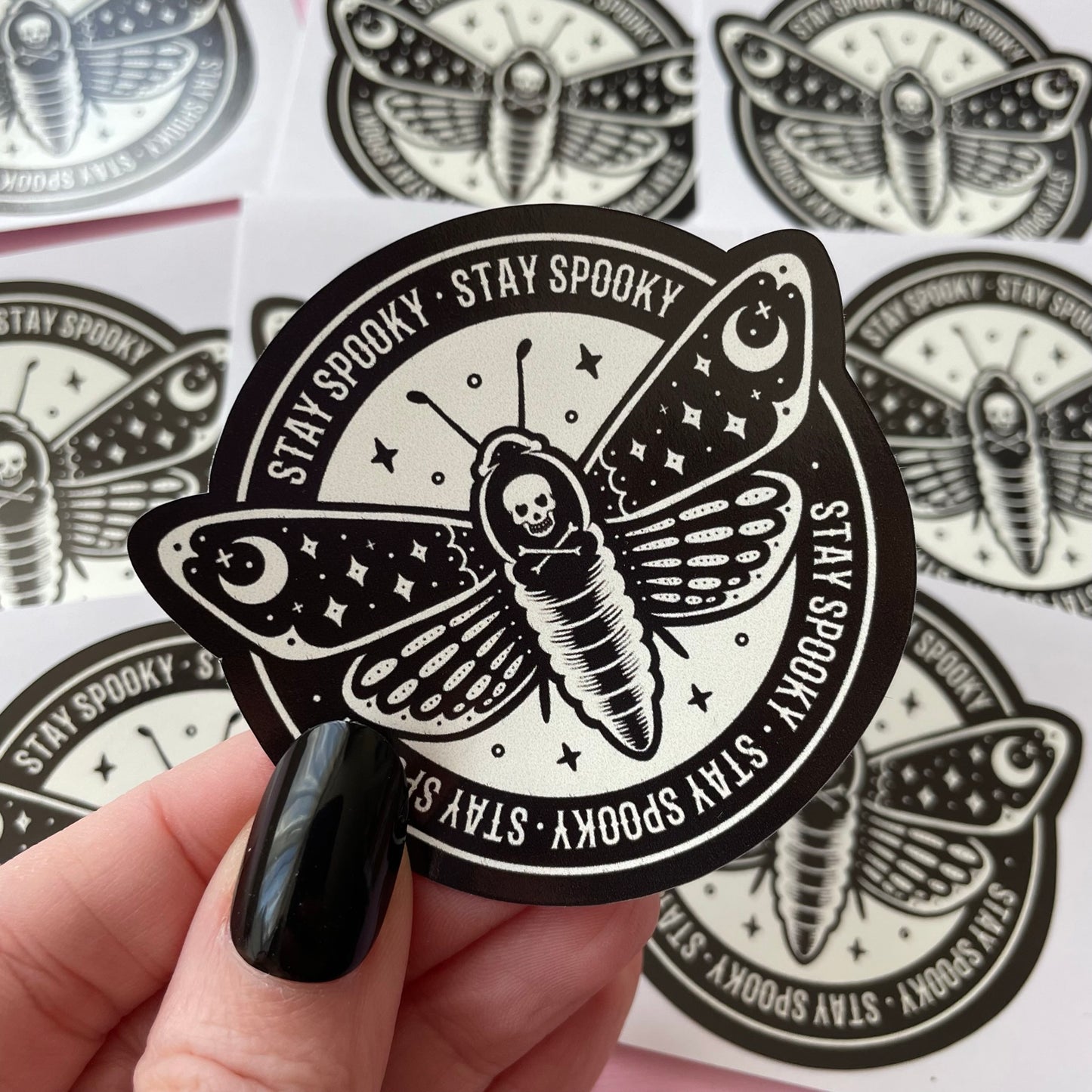 Death Head Moth Spooky Vinyl Sticker