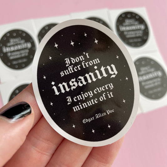 Edgar Allen Poe Insanity Vinyl Sticker